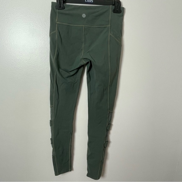 Athleta Leggings Yoga Pants Mesh Ankle Detail Army Green Size Small - Picture 4 of 8